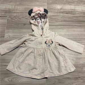 Disney Baby Minnie Mouse Hooded Baby Dress Baby Size 12 Months Embroidered Ears